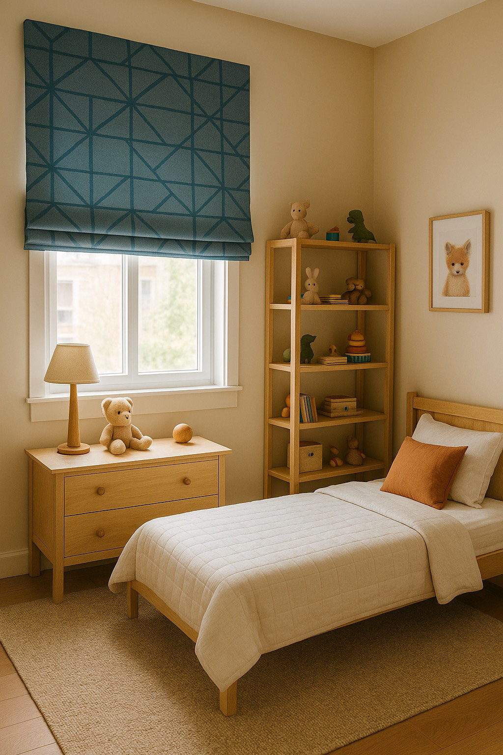 Abstract_Blue_Roman Blind_Bedroom