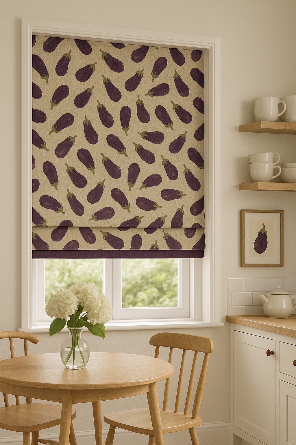 Aubergine_Bottom_Bordered_Roman Blind_Kitchen
