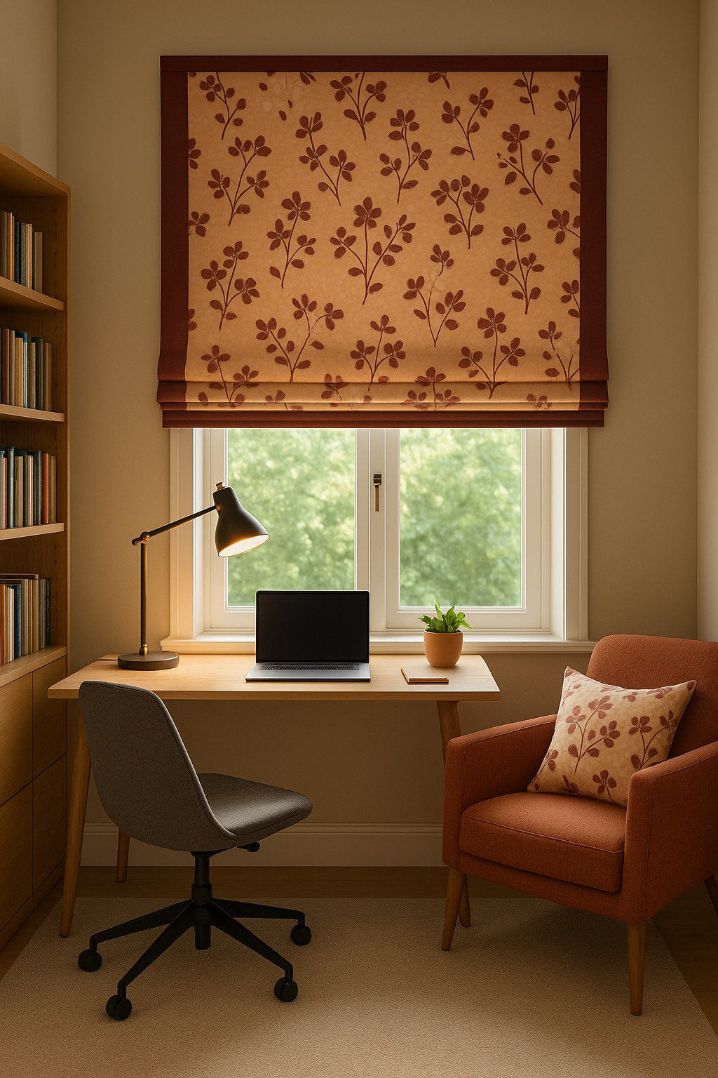 Flowers_Yellow_3side_Bordered_Roman Blind_Office