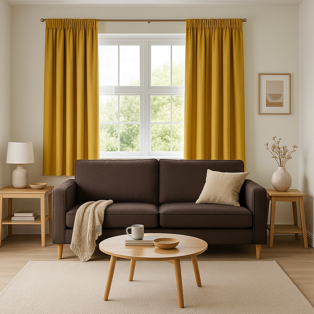 Mustard_6inch_Pencil_Pleat_Curtains_LivingRoom